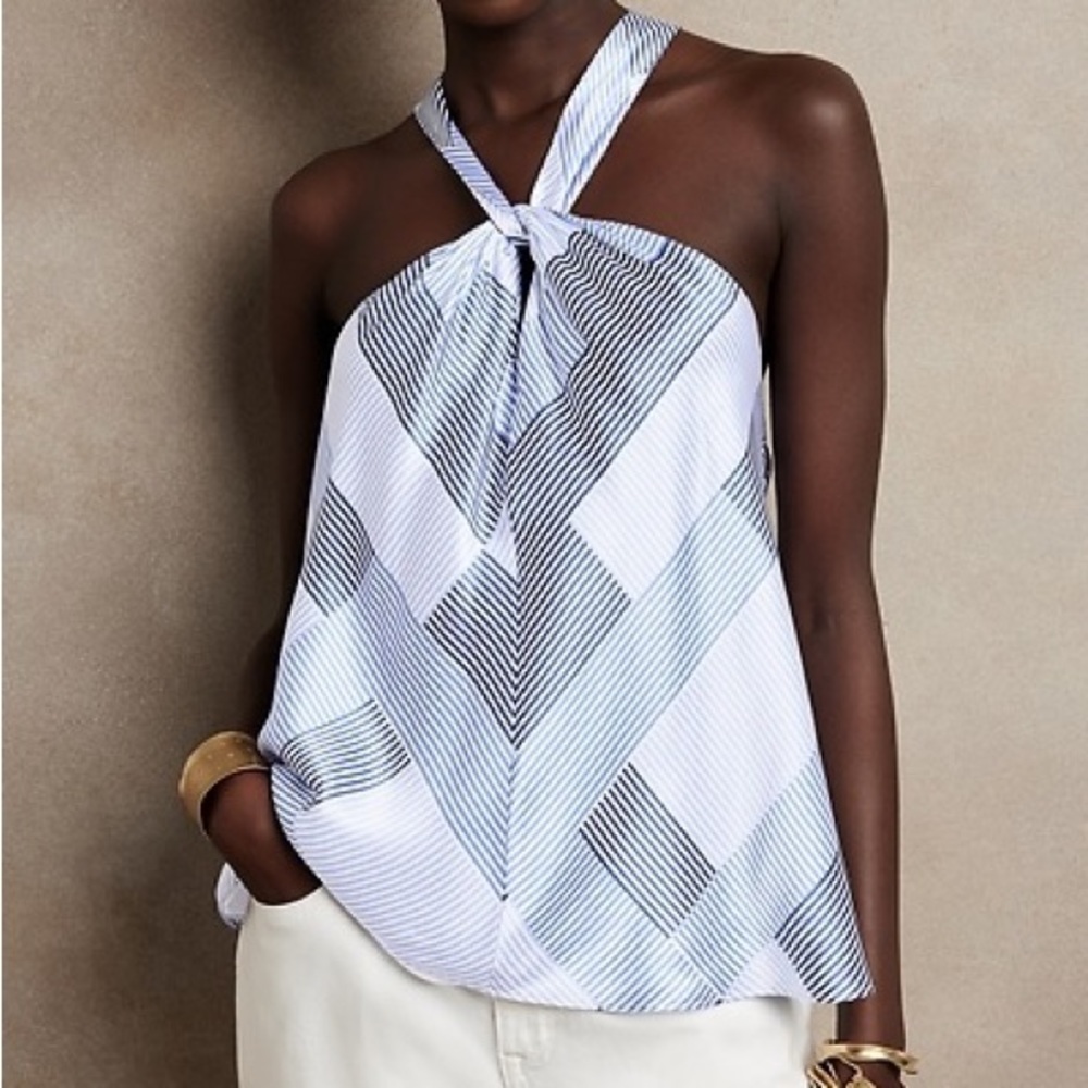 NWT Banana Republic Belay 100% Silk Elegant Halter Tank Top Blouse (size L)